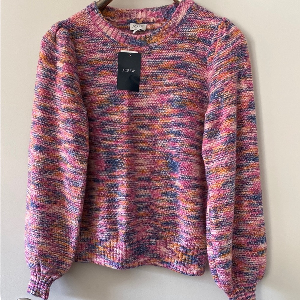 J.Crew Womens Oversized Knit Sweater Space Dyed Puff Long Sleeve Colorful S XL
